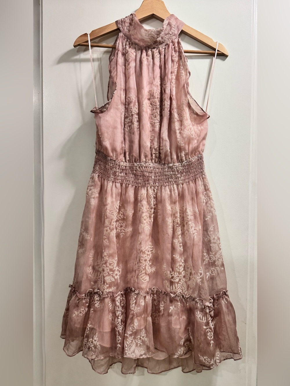 Chelsea & Violet, Dusty Pink  , Velvet Floral Burnout Dress Size Women’s Large - Picture 2 of 7